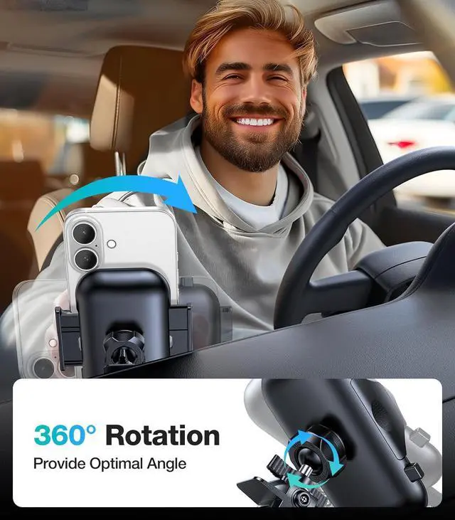 Alt view image 7 of 7 - Upgrade Car Phone HolderSuper Stable Metal Clip Air Vent Car Cell Phone Mount StandNon-Slip Silicone & Never Fall Off Hands Free Vehicle Cradle for iPhone 16 15 Pro Max and All Smartphone
