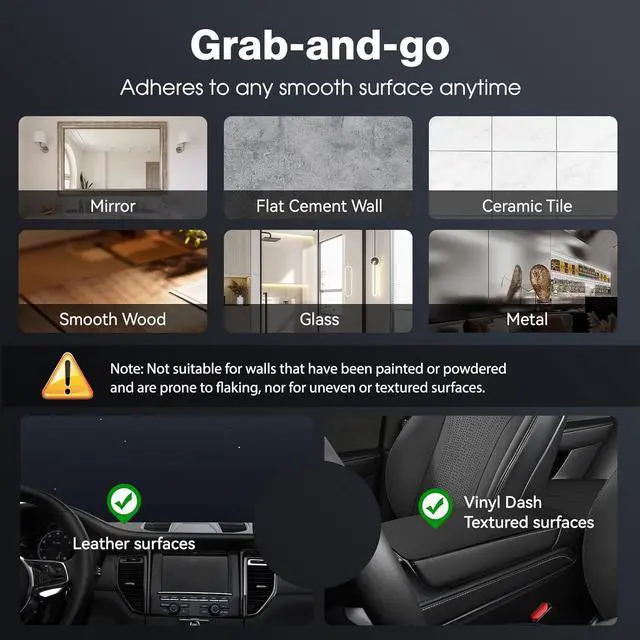 Alt view image 7 of 7 - Vacuum Magnetic Suction Phone Holder Foldable and Retractable Hands-Free Suction Cup Phone Mount for Car/Gym/Mirror/Smooth Surface Compatible with iPhone Android and All Smartphones (Black)