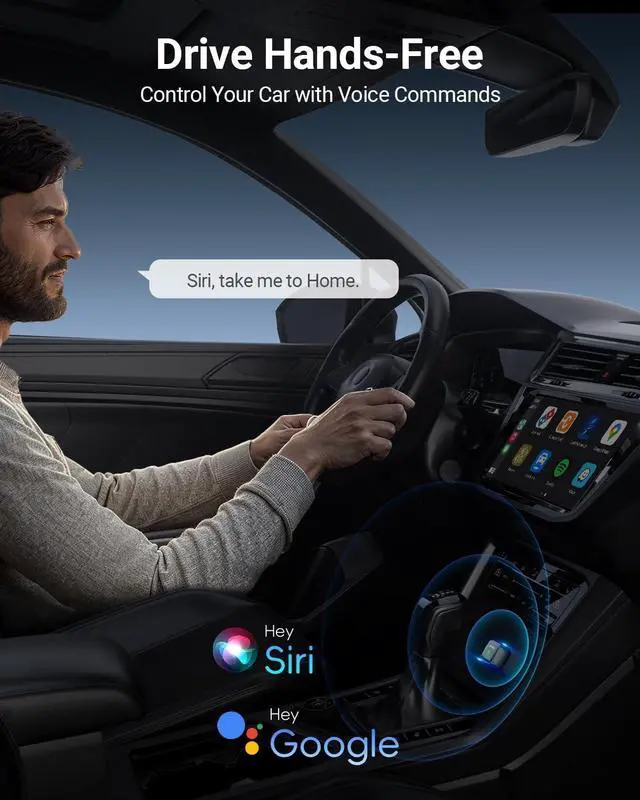 Alt view image 6 of 7 - Mini Wireless CarPlay Adapter for Carplay and Android Auto 2-in-1 Mini USB Design for Cars Plug and Play Converts Wired to Wireless CarPlay for iOS10+/Android 11+ Black
