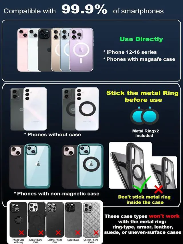 Alt view image 7 of 7 - Upgraded 360° Nano Gel Vacuum Magnetic Phone Holder, Car Phone Holder for Magsafe[108+LBS Strongest Suction & 3000gf Strongest Magnetic], Suction Cup Phone Mount for Car/for iPhone 16 Pro Max