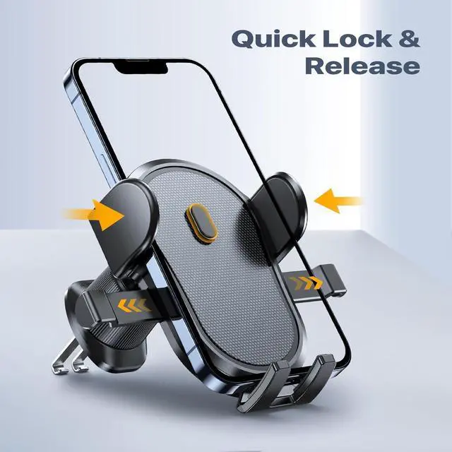 Alt view image 2 of 7 - Car Vent Phone Mount Universal Cell Phone Mount [Upgraded Clip Never Fall Off] Hands Free Airvent Phone Holders for Your Car Compatible with iPhone All Smartphones Grey