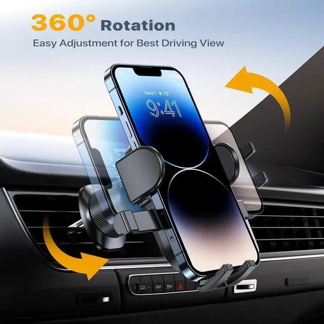 Alt view image 3 of 7 - Car Vent Phone Mount Universal Cell Phone Mount [Upgraded Clip Never Fall Off] Hands Free Airvent Phone Holders for Your Car Compatible with iPhone All Smartphones Grey