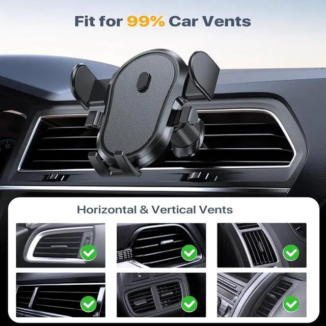 Alt view image 5 of 7 - Car Vent Phone Mount Universal Cell Phone Mount [Upgraded Clip Never Fall Off] Hands Free Airvent Phone Holders for Your Car Compatible with iPhone All Smartphones Grey
