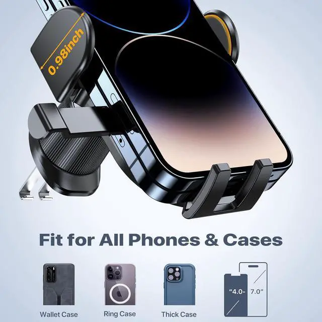 Alt view image 6 of 7 - Car Vent Phone Mount Universal Cell Phone Mount [Upgraded Clip Never Fall Off] Hands Free Airvent Phone Holders for Your Car Compatible with iPhone All Smartphones Grey