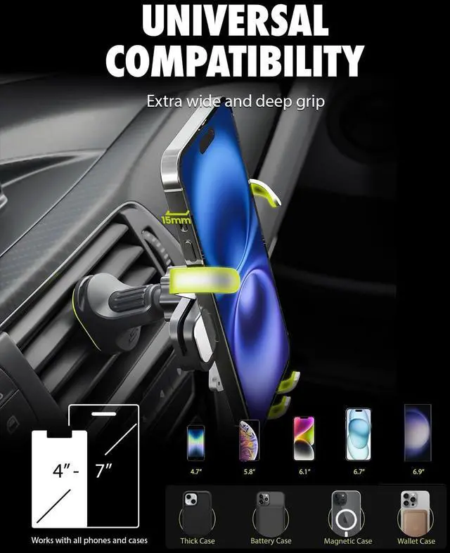 Alt view image 3 of 7 - AutoGrip Series Phone Mount for Car AC Vent