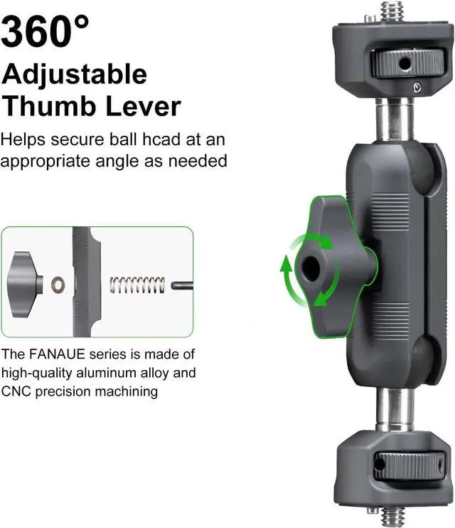 Alt view image 2 of 7 - Mini Articulating Arm Mount Camera Accessories Compatible with 1/4-20 to 1/4-20 Connectors (with Locating Pins) Aluminum-Built Arm Offers Flexibility Connectors