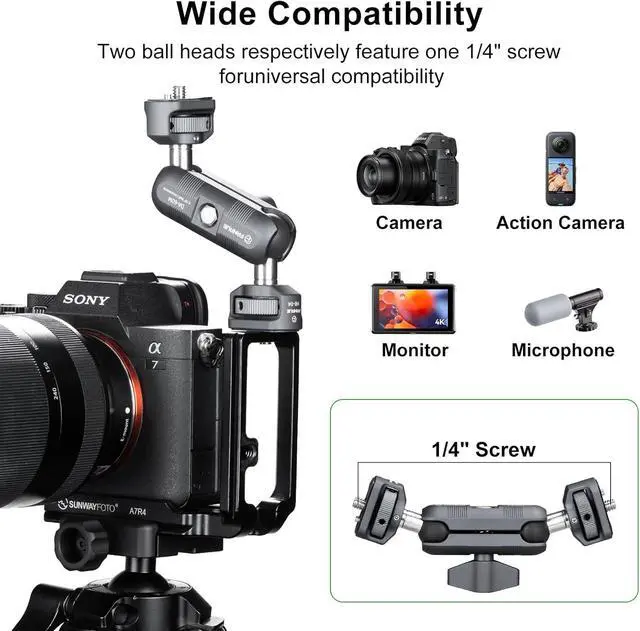 Alt view image 3 of 7 - Mini Articulating Arm Mount Camera Accessories Compatible with 1/4-20 to 1/4-20 Connectors (with Locating Pins) Aluminum-Built Arm Offers Flexibility Connectors