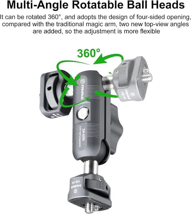 Alt view image 4 of 7 - Mini Articulating Arm Mount Camera Accessories Compatible with 1/4-20 to 1/4-20 Connectors (with Locating Pins) Aluminum-Built Arm Offers Flexibility Connectors