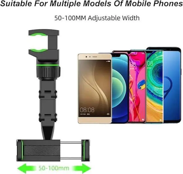Alt view image 7 of 7 - New 360° Rearview Mirror Phone Holder for Car Multifunctional Mount Phone and GPS Holder Universal Rotating Car Phone Holder Cell Phone Automobile Cradles (2pc)