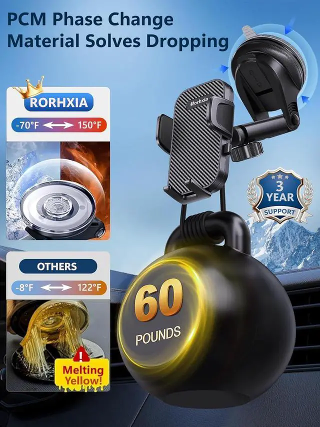 Alt view image 3 of 7 - [2025 Most Stable & Flexible Suction Cup] 3-in-1 Car Phone Holder, Cell Phone Car Mount Fit for Vent/Dashboard/Windshield, All Phones, iPhone, Samsung and More
