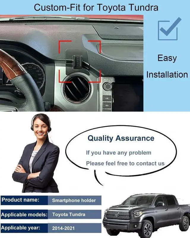 Alt view image 2 of 6 - Toyota Tundra Phone Mount Magnetic Tundra Phone Holder for Toyota Tundra Accessories Phone Holder 2014-2021 Compatible for All Cell Phones