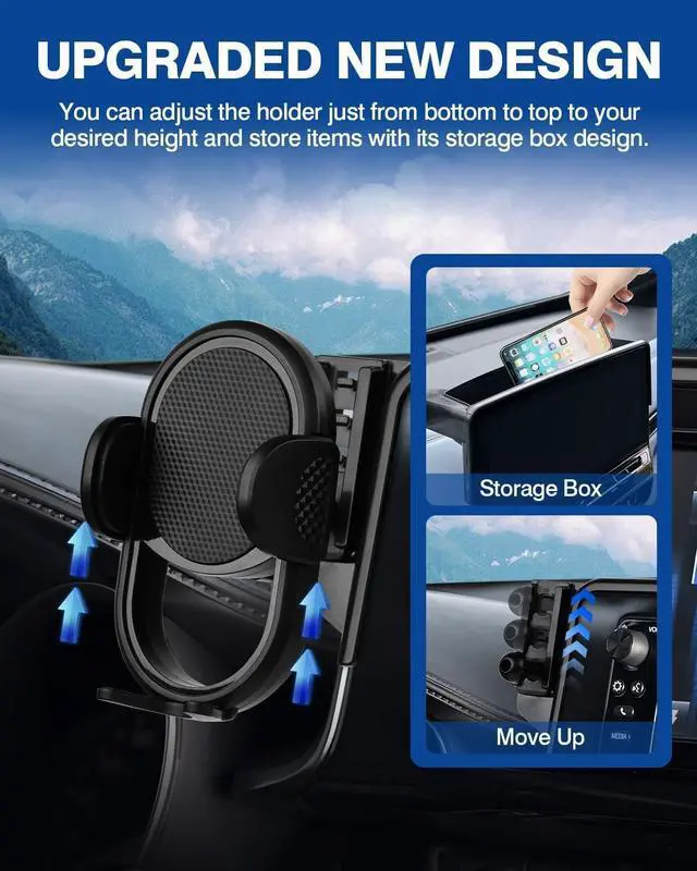 Alt view image 3 of 7 - Custom Fit for Car Phone Holder 2019-2022 Toyota C-HR CHR Accessories Phone Mount with Dash Organizer 8 Screen Cell Phone Automobile Cradles Hands-Free 360 Degree Rotation