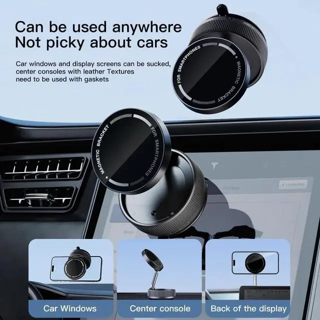 Alt view image 2 of 7 - Latest Magnetic Phone Holder 360° Rotation Adjustable Vacuum Suction Phone Mount Car Phone Mount for Smooth Surface/Mirrior/Car Cell Phone Holder for iPhone Android and All Smartphone