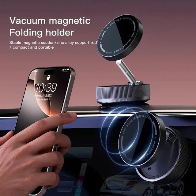 Alt view image 4 of 7 - Latest Magnetic Phone Holder 360° Rotation Adjustable Vacuum Suction Phone Mount Car Phone Mount for Smooth Surface/Mirrior/Car Cell Phone Holder for iPhone Android and All Smartphone