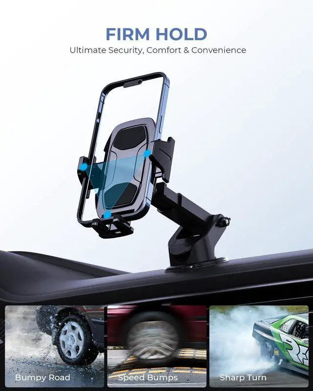 Alt view image 3 of 7 - Phone Holders for Your Car | Car Phone Holders for IPhone with 360-Degree Rotation | Dashboard Cell Phone Holder | Easy Installation & Strong Grip for Safe and Convenient Driving Black