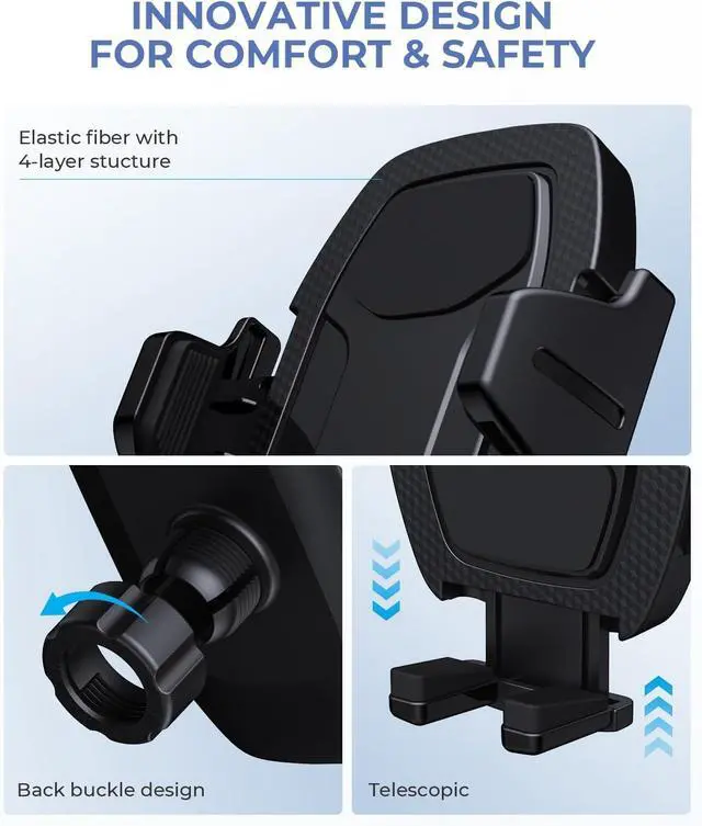 Alt view image 6 of 7 - Phone Holders for Your Car | Car Phone Holders for IPhone with 360-Degree Rotation | Dashboard Cell Phone Holder | Easy Installation & Strong Grip for Safe and Convenient Driving Black