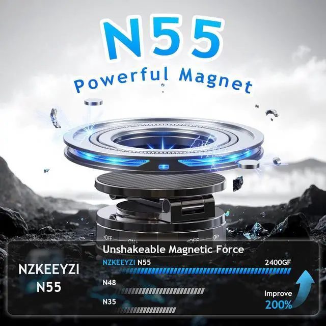 Alt view image 5 of 7 - Phone Holders for Your Car Compatible with MagSafe Ultra Vacuum Suction Cup Mount 360° Rotation Car Phone Holder Compatible with All Models Carbon Fiber Brown