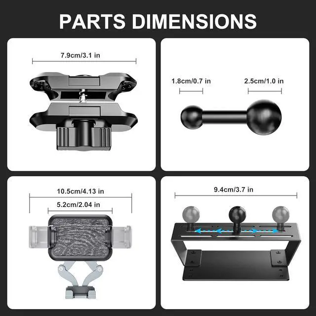 Alt view image 4 of 7 - Dash Mount Phone Holder Compatible with 2015-2020 F150 2017-2022 F250 F350 Metal Cellphone Mounting Bracket Stand for Most CellPhones