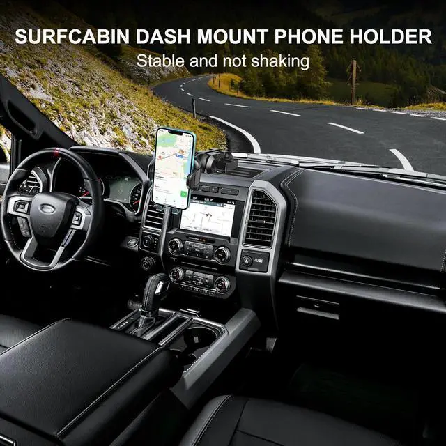Alt view image 3 of 7 - Dash Mount Phone Holder Compatible with 2015-2020 F150 2017-2022 F250 F350 Metal Cellphone Mounting Bracket Stand for Most CellPhones