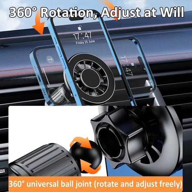 Alt view image 6 of 7 - for Magsafe Car Phone Holder 20 Strong Magnets Magnetic Car Mount for Dashboard/Vent/Windshield 360°Rotation Cell Phone Car Mount for Your Car Accessories for iPhone 16 15 14 13 12 Series