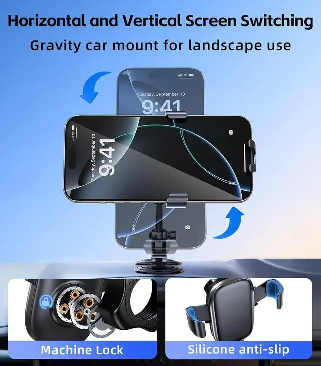 Alt view image 4 of 7 - Car Phone Holder Mount for Various Dashboards 360°Rotating Gravity Phone Holders for Your Car with Metal + Sticky Base Universal Accessories Clamp Cell Phone Automobile Cradles for iPhone GPS