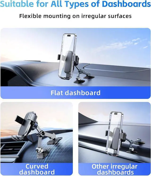 Alt view image 2 of 7 - Car Phone Holder Mount for Various Dashboards 360°Rotating Gravity Phone Holders for Your Car with Metal + Sticky Base Universal Accessories Clamp Cell Phone Automobile Cradles for iPhone GPS