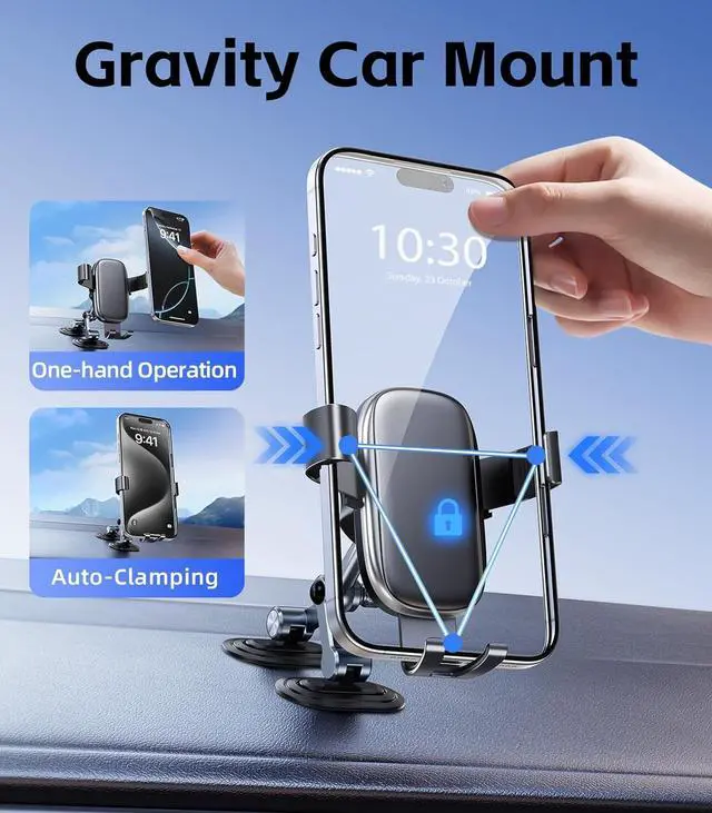 Alt view image 3 of 7 - Car Phone Holder Mount for Various Dashboards 360°Rotating Gravity Phone Holders for Your Car with Metal + Sticky Base Universal Accessories Clamp Cell Phone Automobile Cradles for iPhone GPS