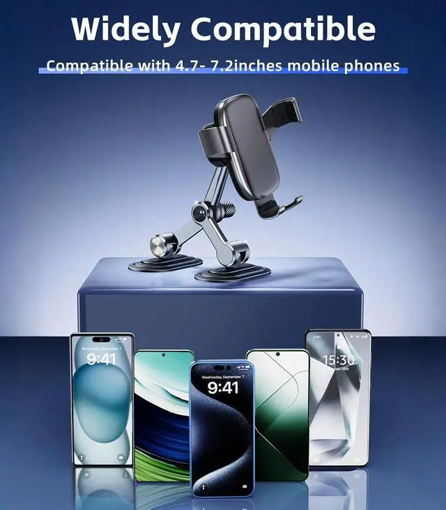 Alt view image 7 of 7 - Car Phone Holder Mount for Various Dashboards 360°Rotating Gravity Phone Holders for Your Car with Metal + Sticky Base Universal Accessories Clamp Cell Phone Automobile Cradles for iPhone GPS