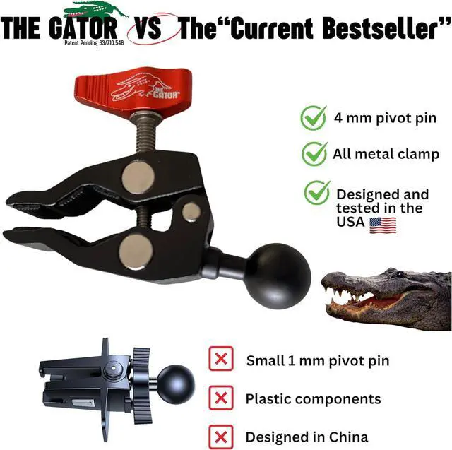 Alt view image 7 of 7 - The one and only Dual Action Clamp![New 2025] USE IT Anywhere! CAR ATV Bicycle Golf CART Music Stand Baby Stroller. USA Design and Tested to Safely Hold Your $1500+ Phone!