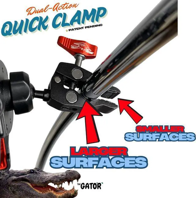 Alt view image 6 of 7 - The one and only Dual Action Clamp![New 2025] USE IT Anywhere! CAR ATV Bicycle Golf CART Music Stand Baby Stroller. USA Design and Tested to Safely Hold Your $1500+ Phone!
