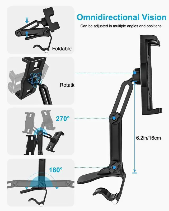 Alt view image 4 of 7 - Dashboard Clip Car Phone Mount Car Sun Visor & Rearview Mirror Clamp Cellphone Holder with Adjustable Arm for iPhone 16 Pro Max 15 14 13 12 11 XS XR X 8 Plus Galaxy S24 Android and All Smartphones