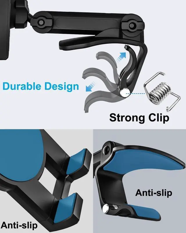 Alt view image 7 of 7 - Dashboard Clip Car Phone Mount Car Sun Visor & Rearview Mirror Clamp Cellphone Holder with Adjustable Arm for iPhone 16 Pro Max 15 14 13 12 11 XS XR X 8 Plus Galaxy S24 Android and All Smartphones