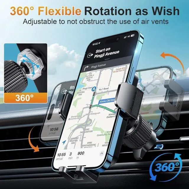 Alt view image 5 of 7 - Car Phone Holder Vent [Thick Cases Friendly] Phone Mount for Car Air Vent 360° Rotate Hands Free Cell Phone Holder for Car Automobile Cradle for All iPhone Android Smartphone