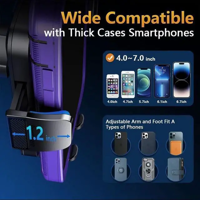 Alt view image 6 of 7 - Car Phone Holder Vent [Thick Cases Friendly] Phone Mount for Car Air Vent 360° Rotate Hands Free Cell Phone Holder for Car Automobile Cradle for All iPhone Android Smartphone
