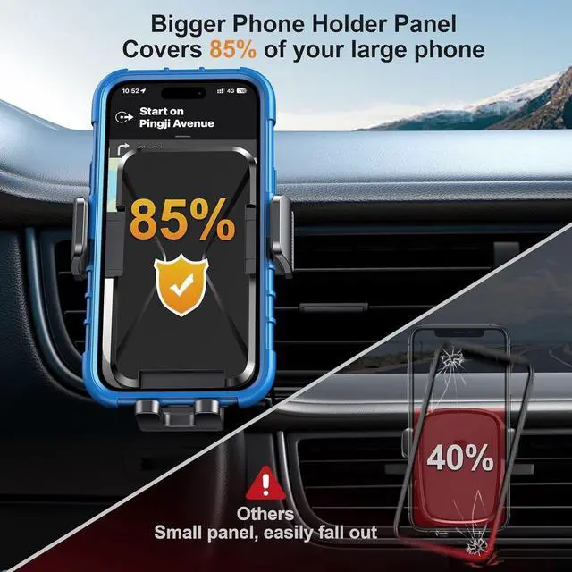 Alt view image 7 of 7 - Car Phone Holder Vent [Thick Cases Friendly] Phone Mount for Car Air Vent 360° Rotate Hands Free Cell Phone Holder for Car Automobile Cradle for All iPhone Android Smartphone