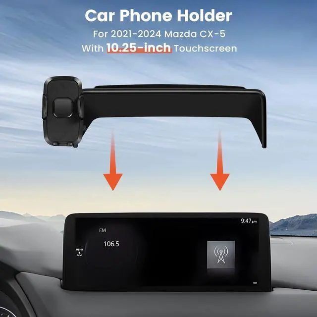 Alt view image 2 of 7 - peleus Car Phone Holder for 2021-2025 Mazda CX-5 CX5 Car Mount for Mazda CX5 with 10.25-Inch Screen Fit for Most Smartphones Cell Phone Automobile Cradles Hands-Free 360 Degree Rotation