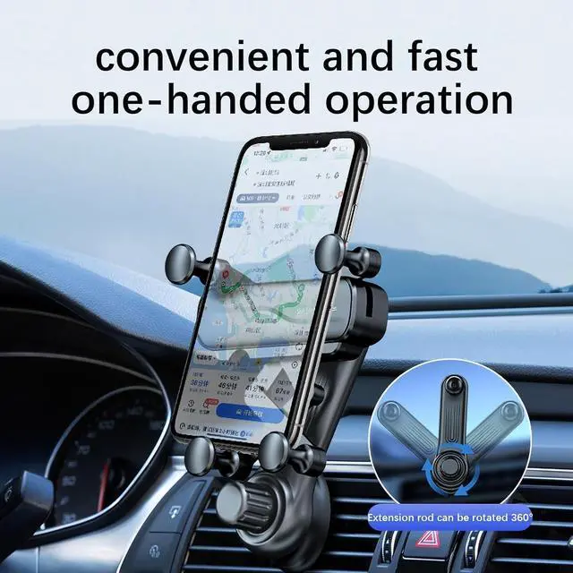 Alt view image 3 of 6 - Car Phone Holder with Rotatable Swing Arm Hands-Free Car Vent Phone Mount with Metal Air Vent Clip Fit for All iPhone Android Smartphones