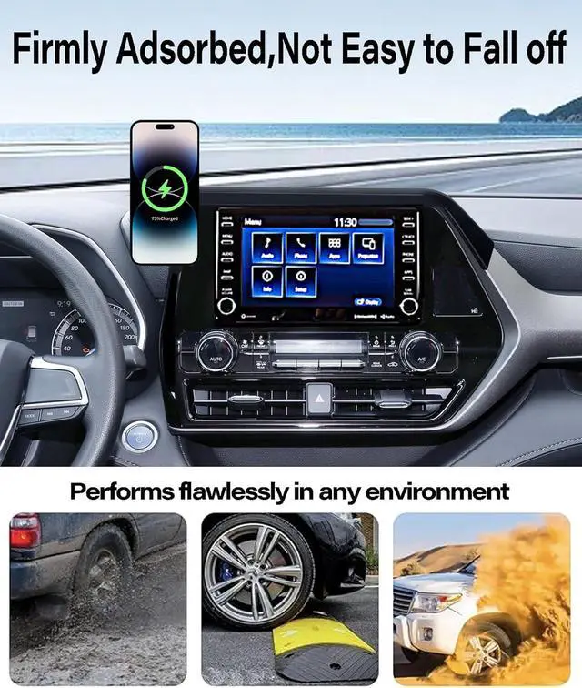 Alt view image 5 of 7 - Car Phone Mount for 2020-2025 Toyota Highlander Accessories Apply to 8 Inch Touch Screen 15W Fast Wireless Charger Screen Fixed Clip Cell Phone Automobile Cradles Hands-Free