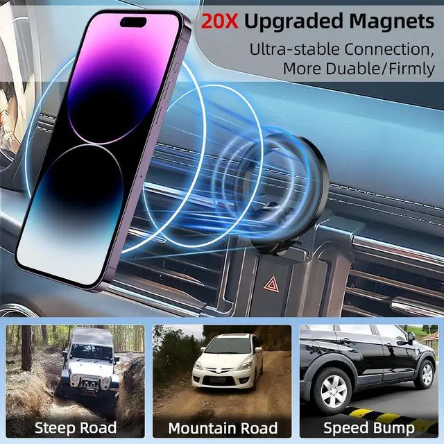 Alt view image 7 of 7 - Car Phone Mount for Mazda CX-5 CX5 2017 2018-2023 2024 2025 Accessories Custom Air Vent Car Phone Holder Compatible with Magsafe Magnetic Hands Free 360° Rotation Cell Phone Automobile Cradles