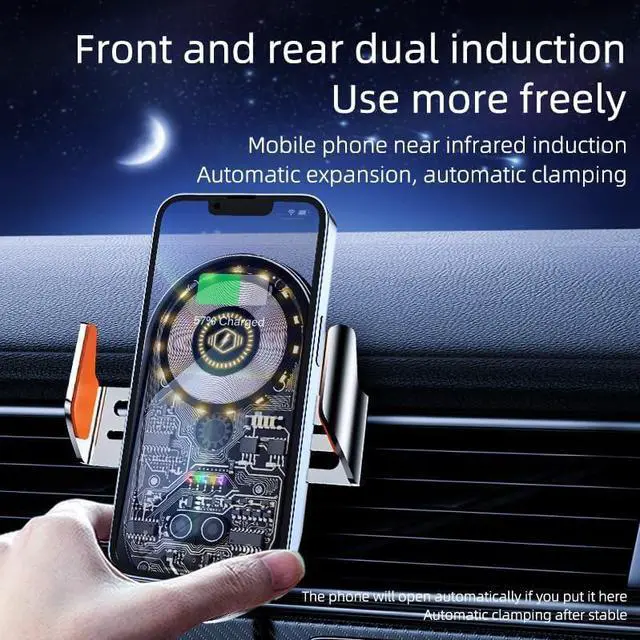 Alt view image 6 of 7 - Phone Holders for Your Car with Wireless Chargre - Metal Hook Clip Auto Clamp Air Vent Cell Phone Car Mount Hands Free Universal Automobile Cradle Fit for iPhone Android and All Smartphones