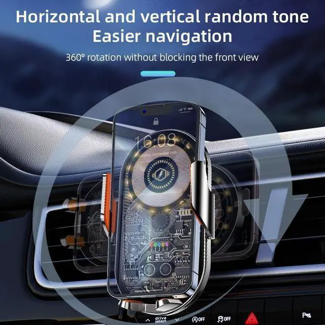 Alt view image 7 of 7 - Phone Holders for Your Car with Wireless Chargre - Metal Hook Clip Auto Clamp Air Vent Cell Phone Car Mount Hands Free Universal Automobile Cradle Fit for iPhone Android and All Smartphones