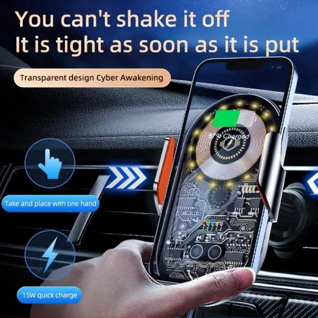 Alt view image 5 of 7 - Phone Holders for Your Car with Wireless Chargre - Metal Hook Clip Auto Clamp Air Vent Cell Phone Car Mount Hands Free Universal Automobile Cradle Fit for iPhone Android and All Smartphones