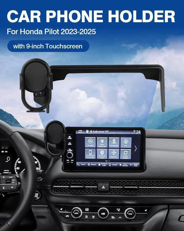 Alt view image 2 of 7 - Custom Fit for Car Phone Holder Honda Pilot 2023-2025 2026 Accessories Phone Mount 9-Inch Screen Cell Phone Automobile Cradles Hands-Free 360 Degree Rotation