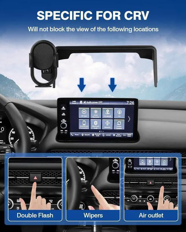 Alt view image 3 of 7 - Custom Fit for Car Phone Holder Honda Pilot 2023-2025 2026 Accessories Phone Mount 9-Inch Screen Cell Phone Automobile Cradles Hands-Free 360 Degree Rotation