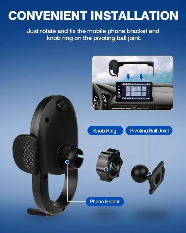 Alt view image 7 of 7 - Custom Fit for Car Phone Holder Honda Pilot 2023-2025 2026 Accessories Phone Mount 9-Inch Screen Cell Phone Automobile Cradles Hands-Free 360 Degree Rotation