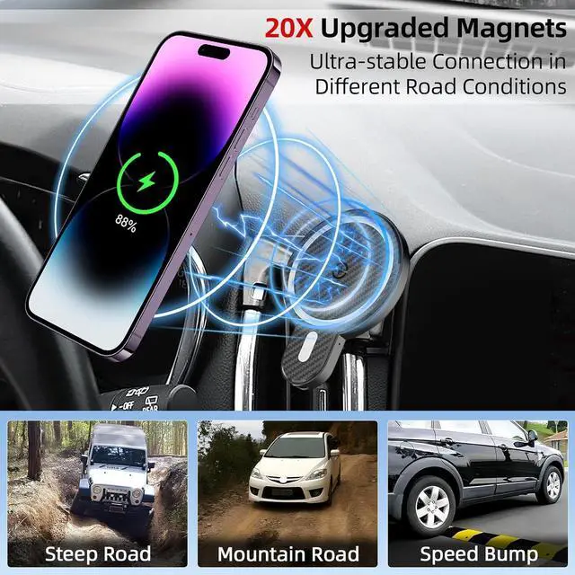 Alt view image 7 of 7 - Car Phone Mount for Chevrolet Equinox 2018 2019-2021 2022 2023 Accessories Chevy Car Phone Holder Magnetic 15W Fast Wireless Charger Air Vent 360° Rotation Cell Phone Automobile Cradles