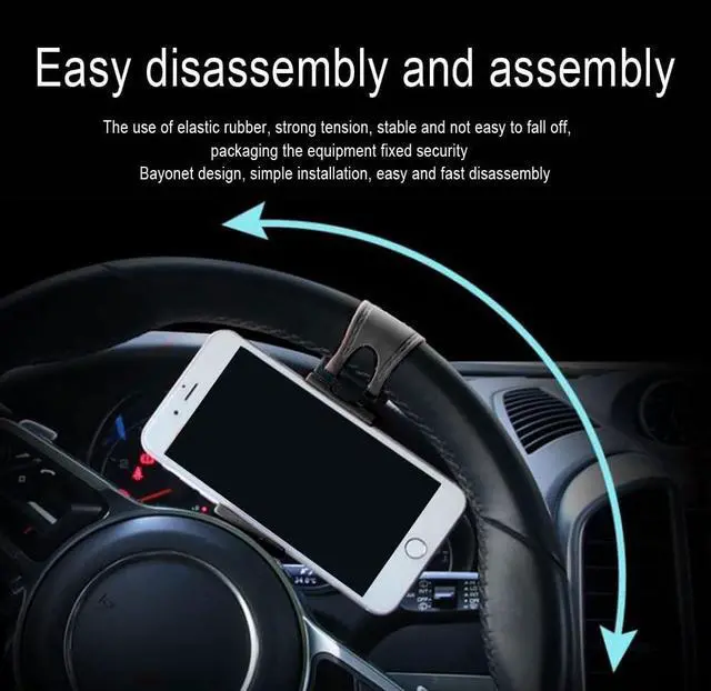 Alt view image 5 of 7 - Car Phone Holder - Adjustable Car Cradle Steering Wheel Phone Mount Universal Mobile Phone Mount Hands Free Automobile Cell Phone Holder for Most Steering Wheels (Black)