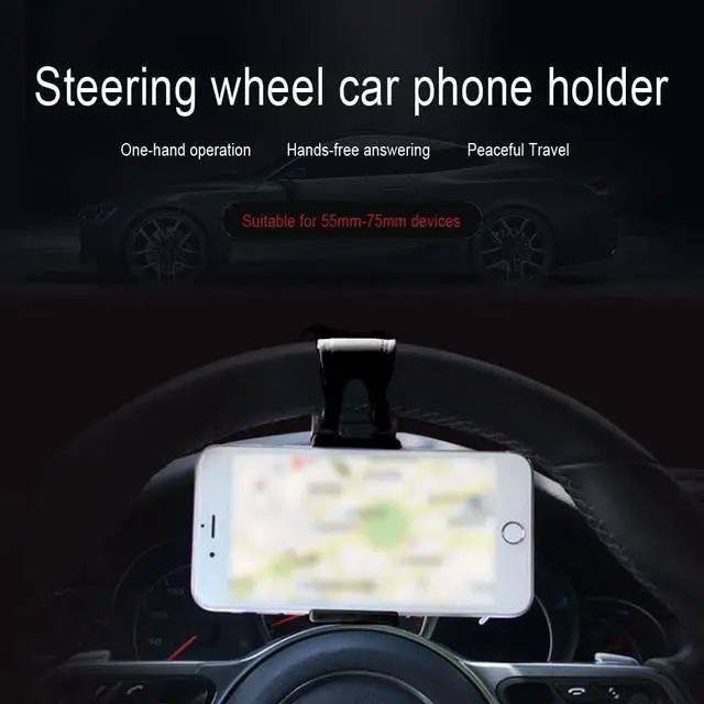 Alt view image 7 of 7 - Car Phone Holder - Adjustable Car Cradle Steering Wheel Phone Mount Universal Mobile Phone Mount Hands Free Automobile Cell Phone Holder for Most Steering Wheels (Black)