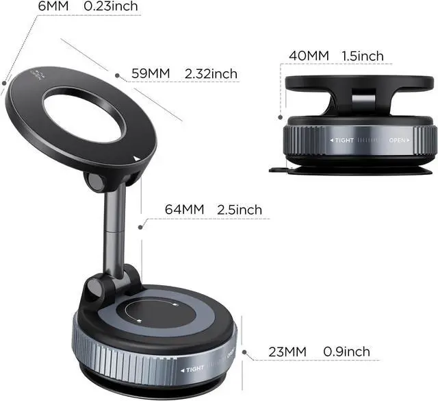 Alt view image 7 of 7 - Upgraded Car Phone Holder for Magsafe 360° Reinforced 98lbs Ultra Suction Cup Phone Mount for MagSafe Cell Phone Holders for Your Car/Gym/Mirror Mount for iPhone & Android Black