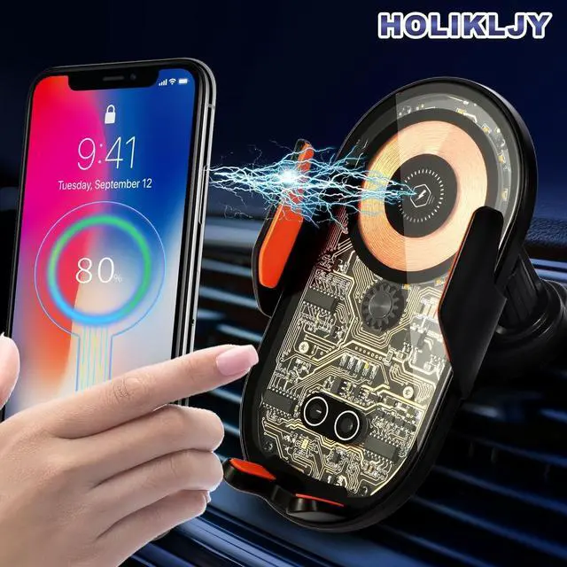 Alt view image 2 of 7 - Phone Holders for Your Car with Wireless Chargre - Metal Hook Clip Auto Clamp Air Vent Cell Phone Car Mount Hands Free Universal Automobile Cradle Fit for iPhone Android and All Smartphones